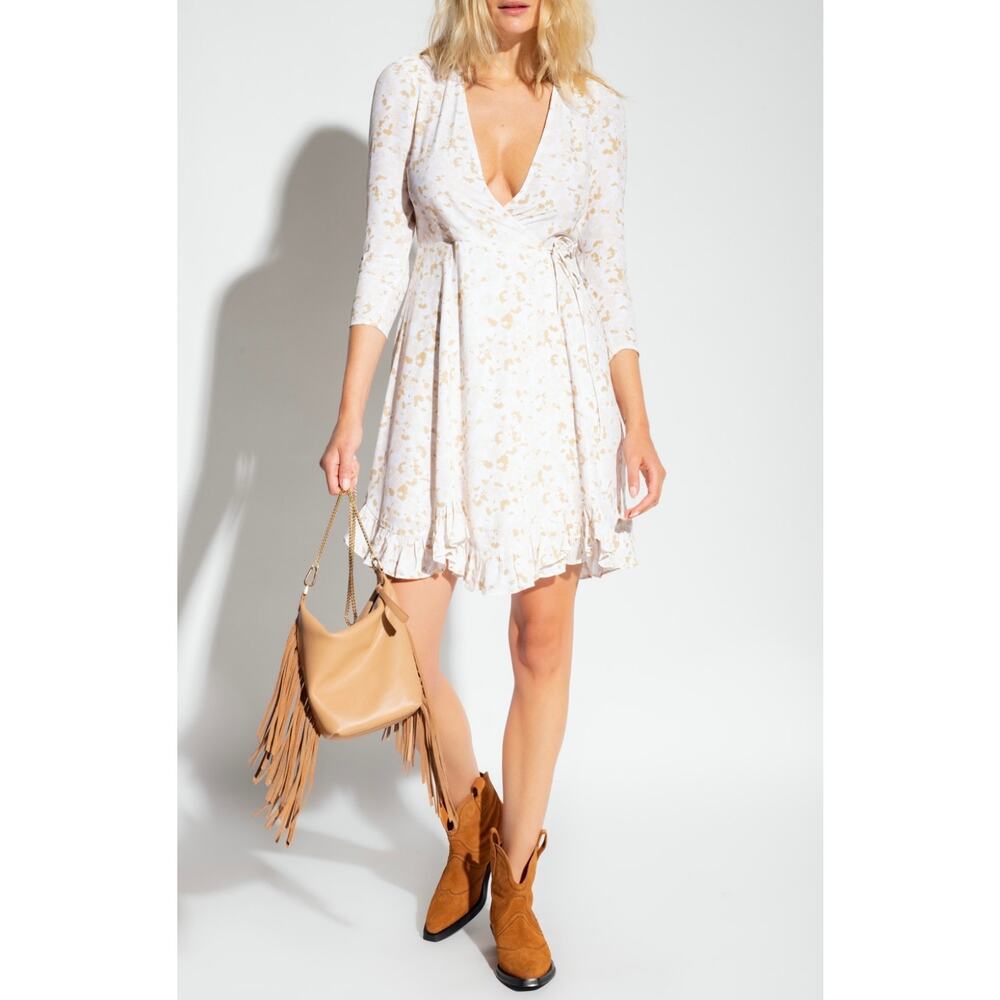 Samsoe Samsoe Janine Floral Wrap Dress White XS Desert Flower Bridal Girly